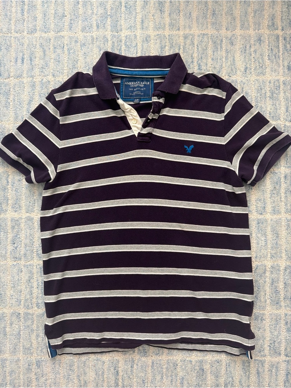 American Eagle Outfitters Purple & White Striped Polo